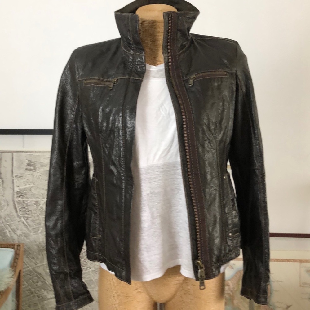 Napapijri Leather brown jacket size S